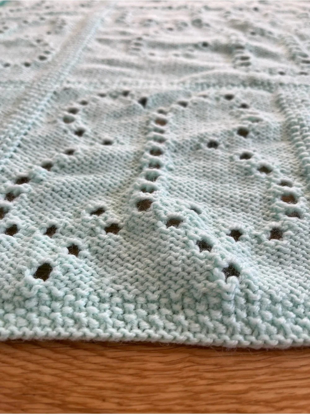 Handmade Crochet Mint Baby Blanket - 34”x34” Square Bed Throw for Nursery